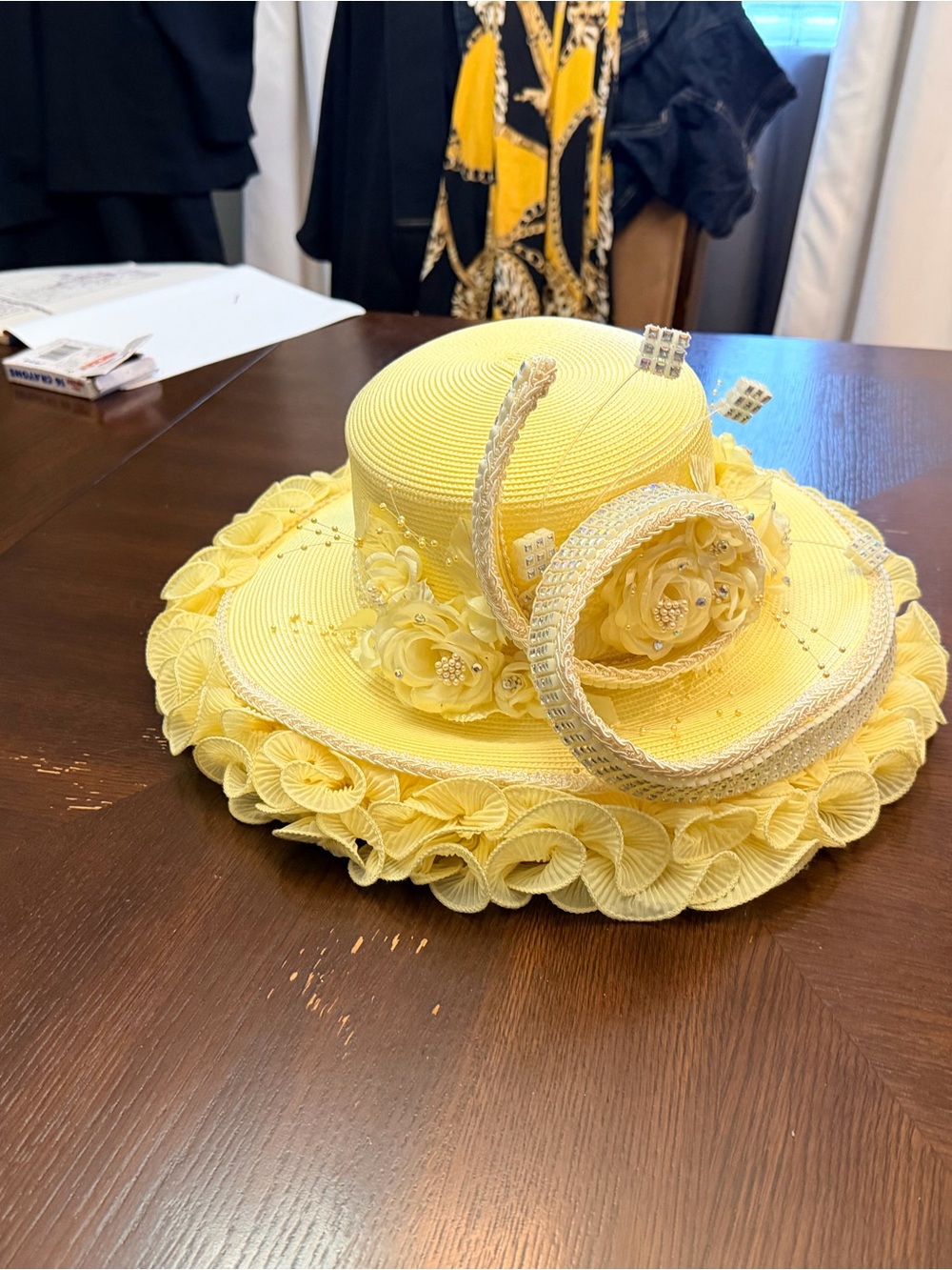 Elegant Yellow Floral Derby Hat for Women
